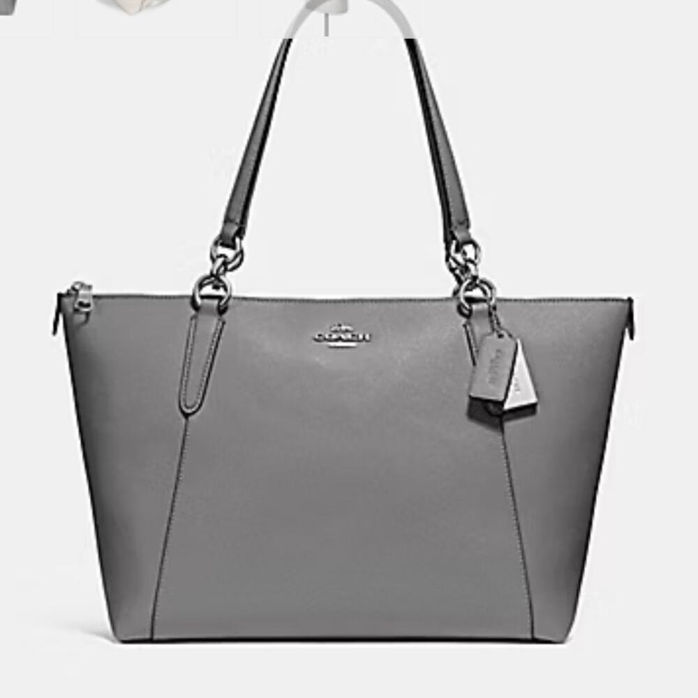 Coach Ava Tote Crossgrain Leather Bag Women SZ Medium Travel Laptop Office Gray